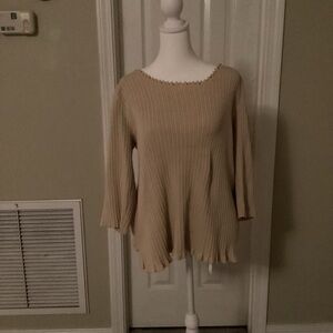 Zara Cream Ribbed Knit Top
